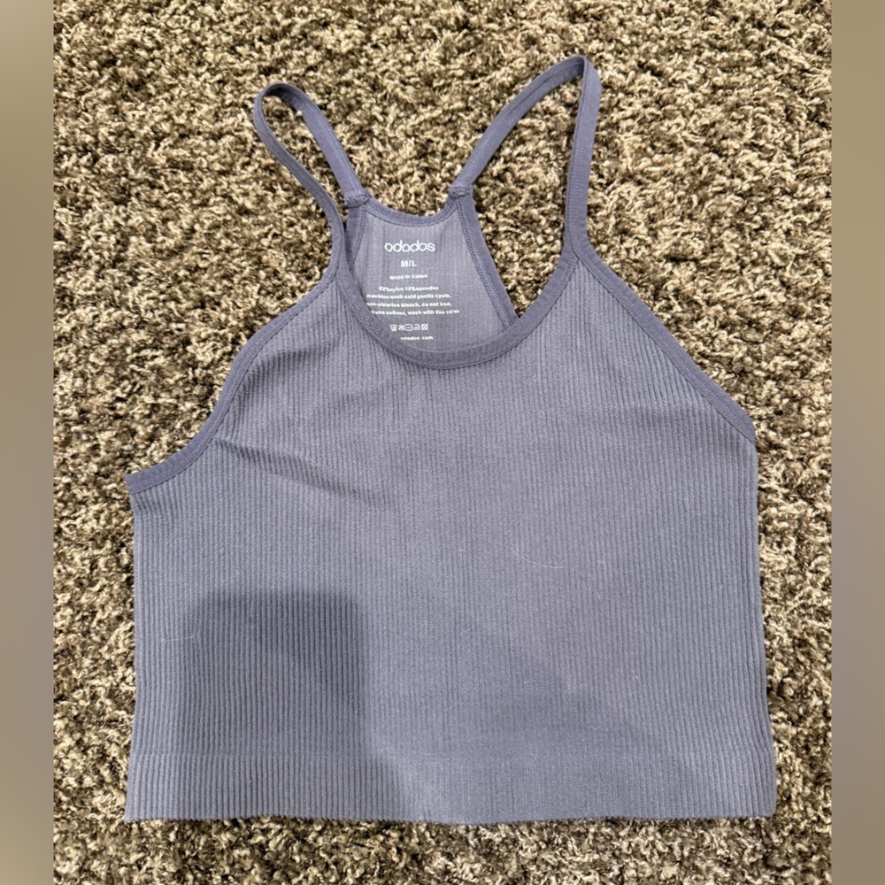 charcoal gray Ribbed Strappy Camisole